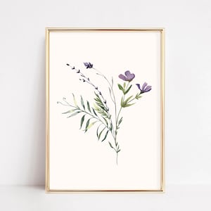 SET OF 6 watercolor botanical prints. wildflower wall art. wildflower art prints. floral printable wall art. watercolor flower art. gallery wall set. boho botanical decor. digital download art .