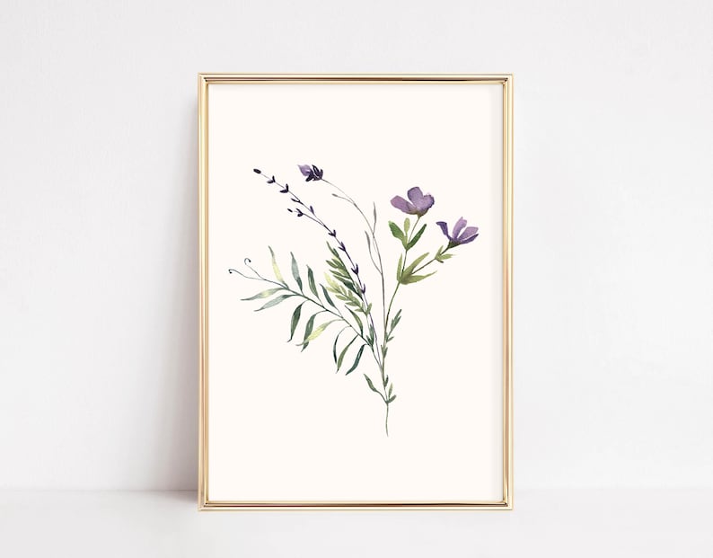 SET OF 6 watercolor botanical prints. wildflower wall art. wildflower art prints. floral printable wall art. watercolor flower art. gallery wall set. boho botanical decor. digital download art .