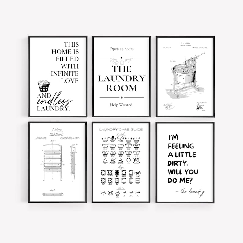 Laundry Room Wall Art | SET OF 6 PRINTABLES | Laundry Room Decor ...