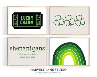 st patricks day decor | SET OF 4 prints | st patricks day printable wall art | green gallery wall set | st patricks day printables | digital