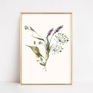 SET OF 6 watercolor botanical prints. wildflower wall art. wildflower art prints. floral printable wall art. watercolor flower art. gallery wall set. boho botanical decor. digital download art .