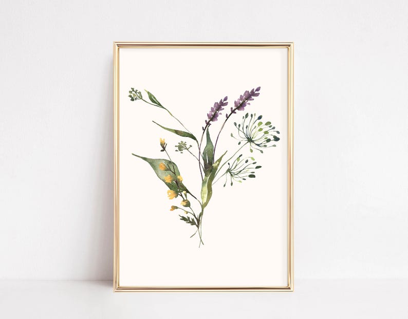 SET OF 6 watercolor botanical prints. wildflower wall art. wildflower art prints. floral printable wall art. watercolor flower art. gallery wall set. boho botanical decor. digital download art .