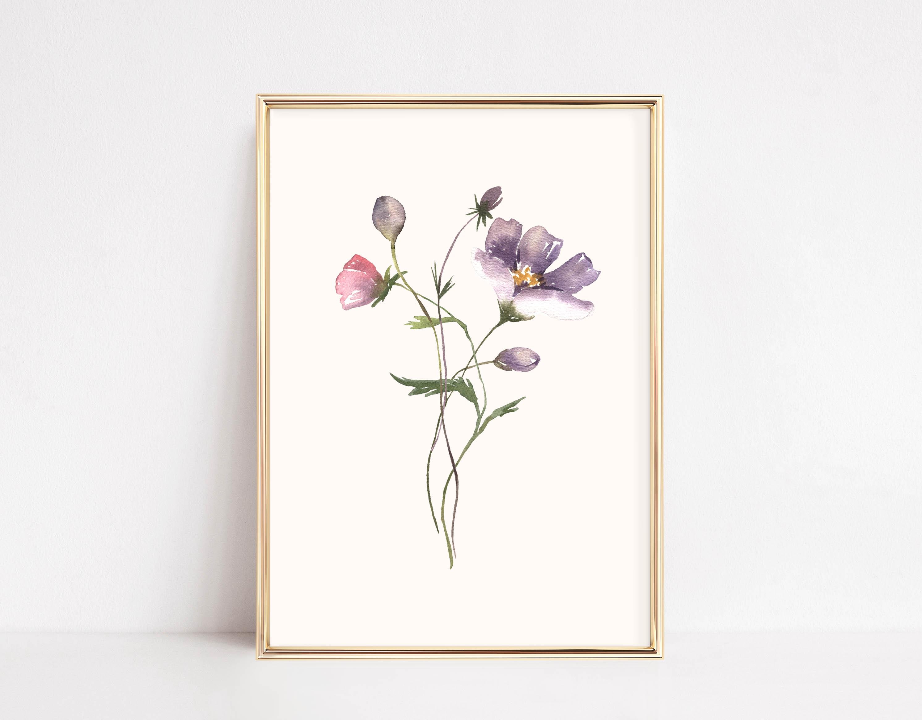 SET OF 6 Watercolor Botanical Prints | Wildflower Wall Art | Floral ...