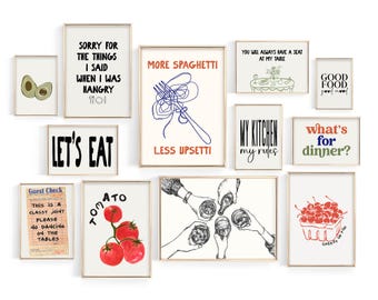 kitchen art SET OF 12 | kitchen decor | dining room wall art | trendy kitchen decor printable wall art | cute kitchen decor digital download