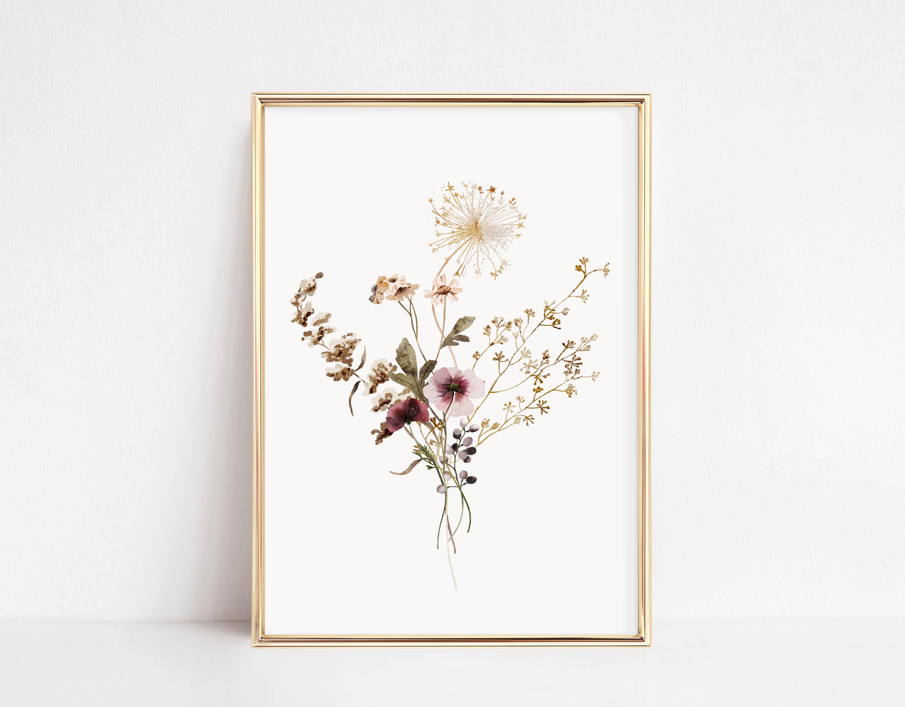 SET OF 6 Watercolor Botanical Prints | Autumn Wildflower Wall Art ...