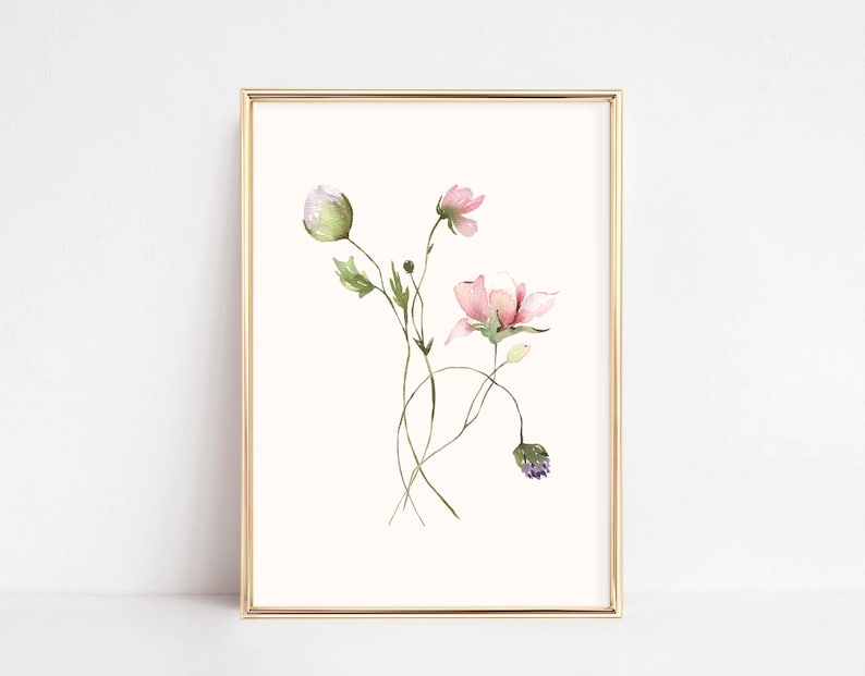 SET OF 6 watercolor botanical prints. wildflower wall art. wildflower art prints. floral printable wall art. watercolor flower art. gallery wall set. boho botanical decor. digital download art .