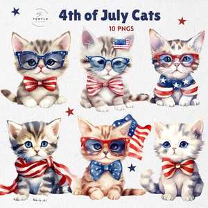4 de julio PNG, Imágenes Prediseñadas del 4 de julio, Imágenes Prediseñadas del Día de la Independencia, Imágenes Prediseñadas Patrióticas, Gato PNG, Gatito png, Rojo Azul png, Gatos de Sublimación