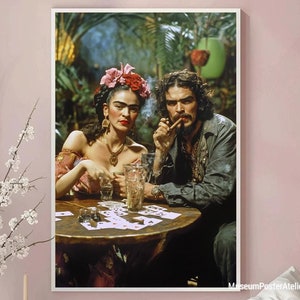 Poster di Frida Kahlo e Che Guevara, Frida Kahlo e Che Guevara in stampa in stile Boho, Poster di Kahlo e Che Guevara in un'atmosfera romantica