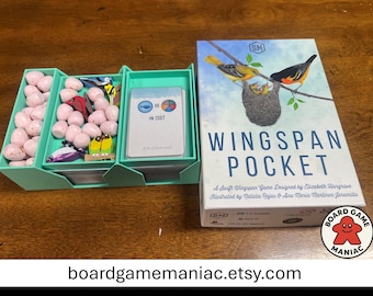 Organizador de juegos de viaje Wingspan Pocket Insert / Impreso en 3D / Guarda cartas con fundas y huevos
