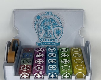 Organizador de inserciones para 20 Strong Solar Sentinels / Almacenamiento de juegos de mesa temáticos / Soporte para dados