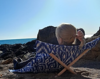 Lona Tumbona tela ikat para la playa reposera Mallorca  -  Ikat fabric lounger canvas for the beach  -  lounger Mallorca