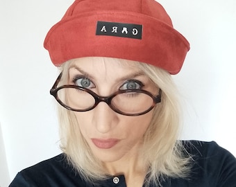 Gorro marinero,Sailor Hat Tartán, sombrero marinero Rojo , Handmade Gara Design