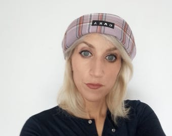 Sombrero marinero Gorro Sailor Hat lana cuadros Tartán, sombrero marinero cuadrille morado , Handmade Gara Design