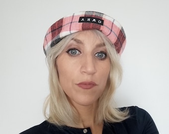 Sombrero marinero,Sailor Hat cuadros Tartán, sombrero marinero cuadrille rojo , Handmade Gara Design