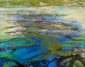 Lake View Encaustic Original Painting 24”x 18”
