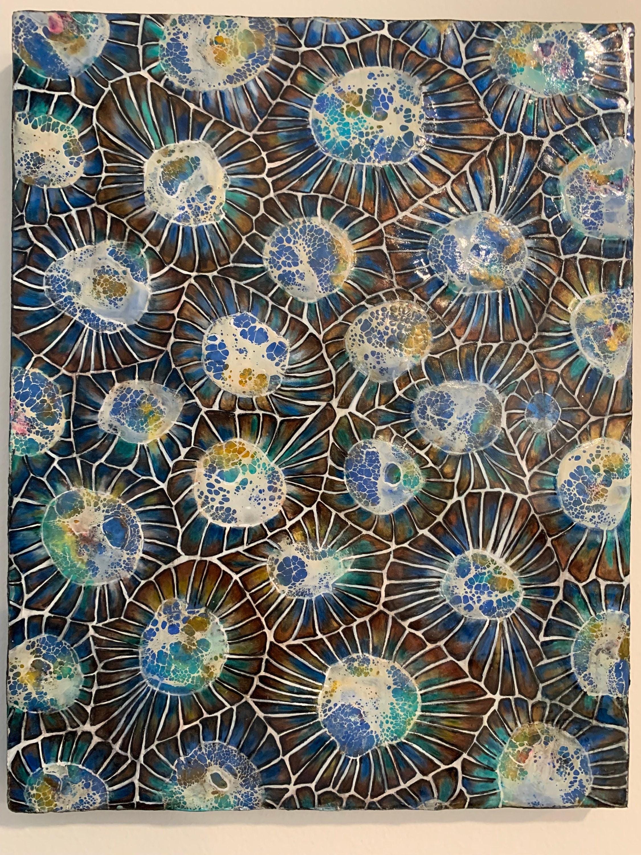 Petoskey Stone Pattern Encaustic Original Painting 8”x8”