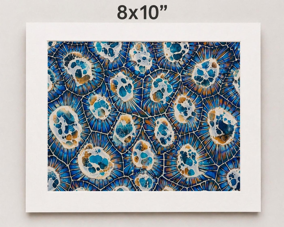 Petoskey Stone Pattern Print of Original Encaustic Painting With White ...