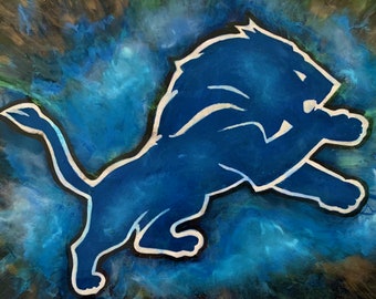 Detroit Lions Encaustic Painting "9x12"