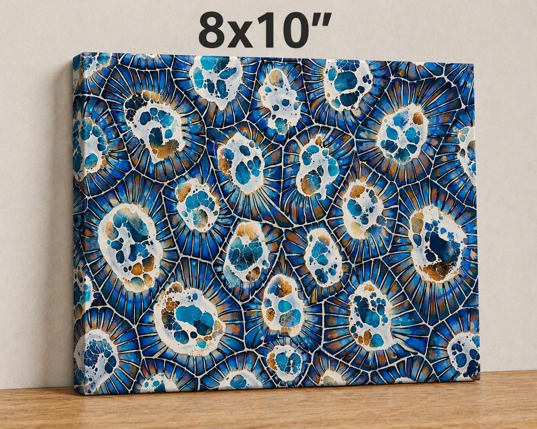Petoskey Stone Pattern Canvas Print Blue Tones - Etsy