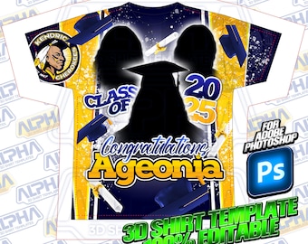 Yellow & Royal Blue Graduation Shirt Template Editable 2025 Photoshop Digital File Senior Class Of 2026