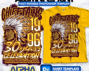 Chieftain Homecoming Shirt Design, Editable Shirt template, Alumni Shirt Design, Class Reunion, psd template Football Tshirt Design, DTF