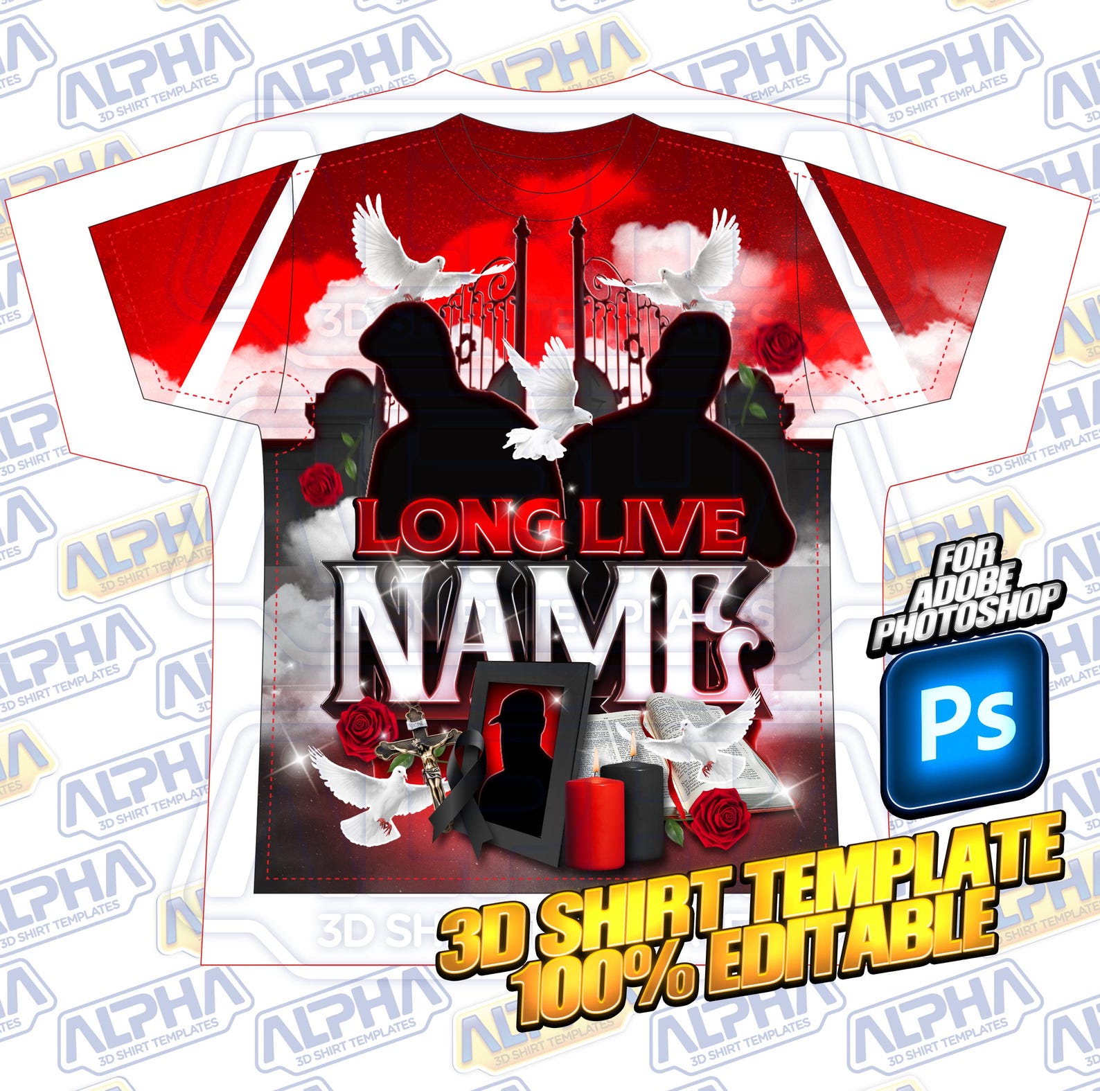 Rip Funeral Memorial Shirt Editable Photoshop Template Digital File ...