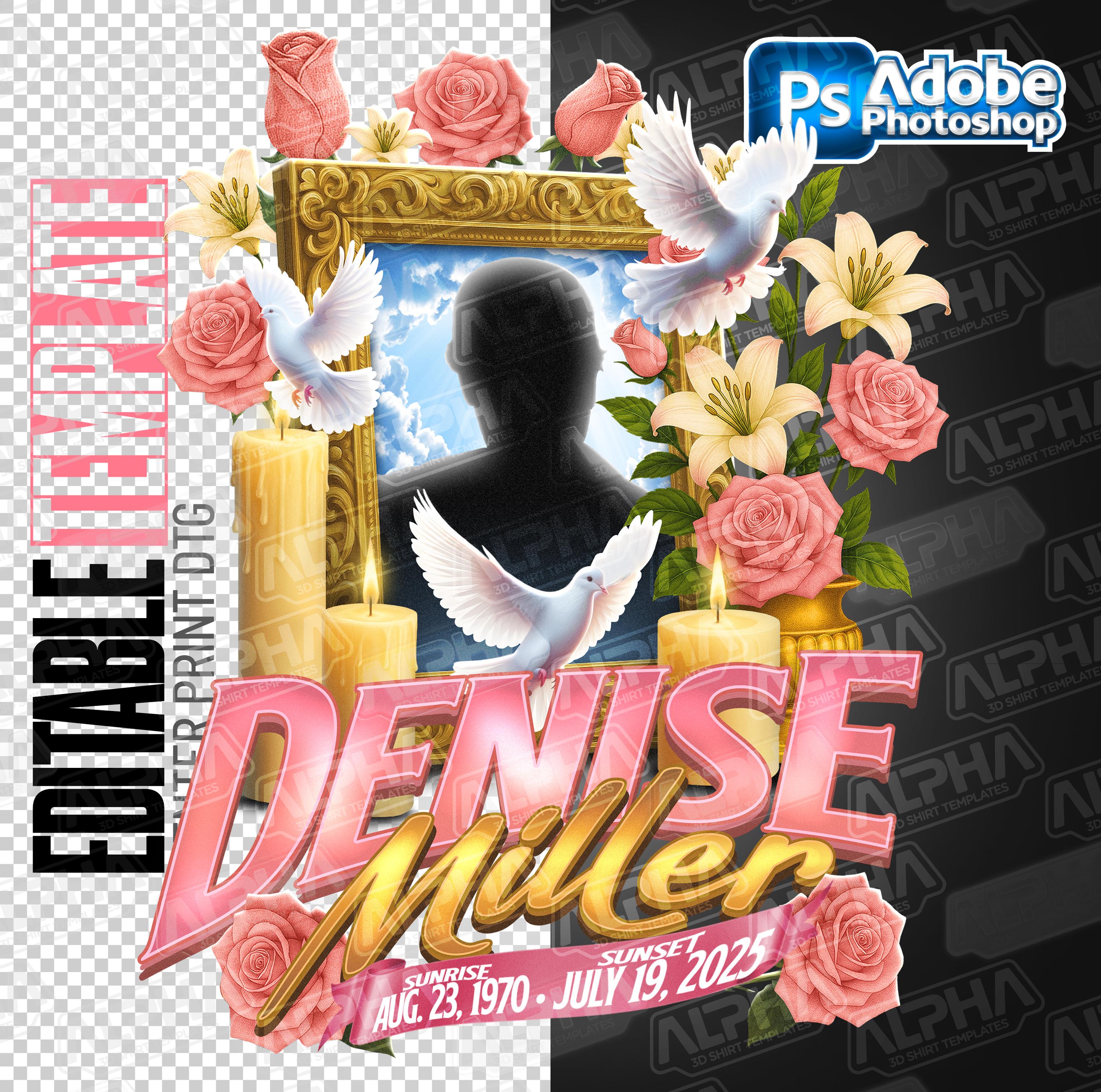 Rest in Peace Template PSD RIP Memorial Shirt DTG Center Print Editable