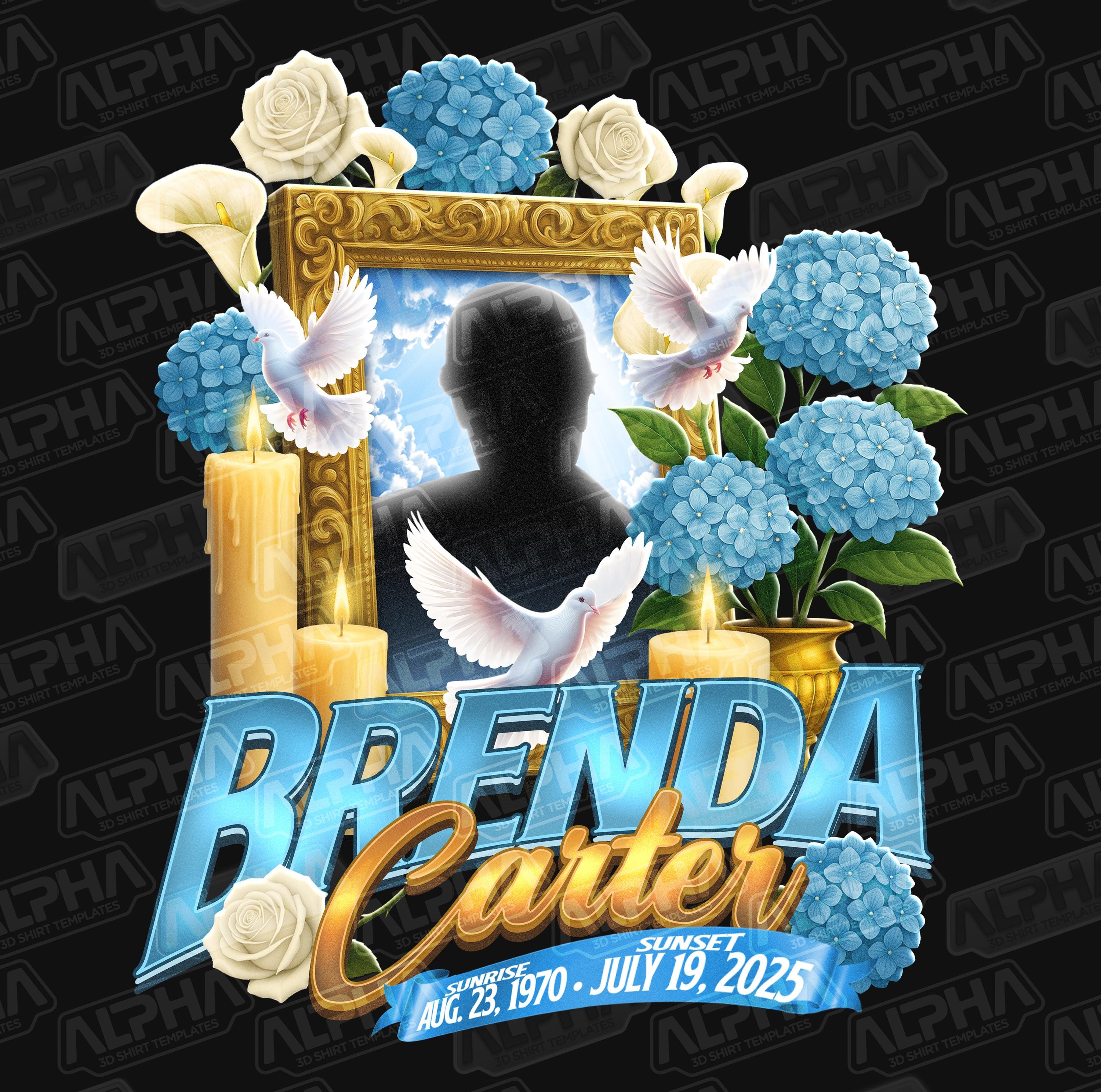 Rest in Peace Template PSD RIP Memorial Shirt DTG Center Print Editable