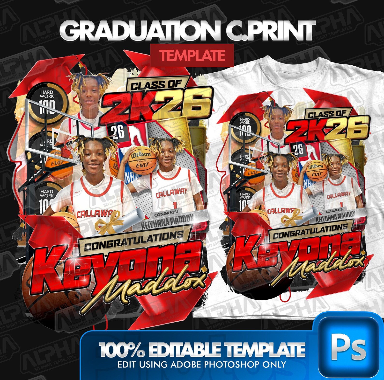 Graduation Basketball Theme Templates 2K26 (shirt + DTF + Stole) Fully ...
