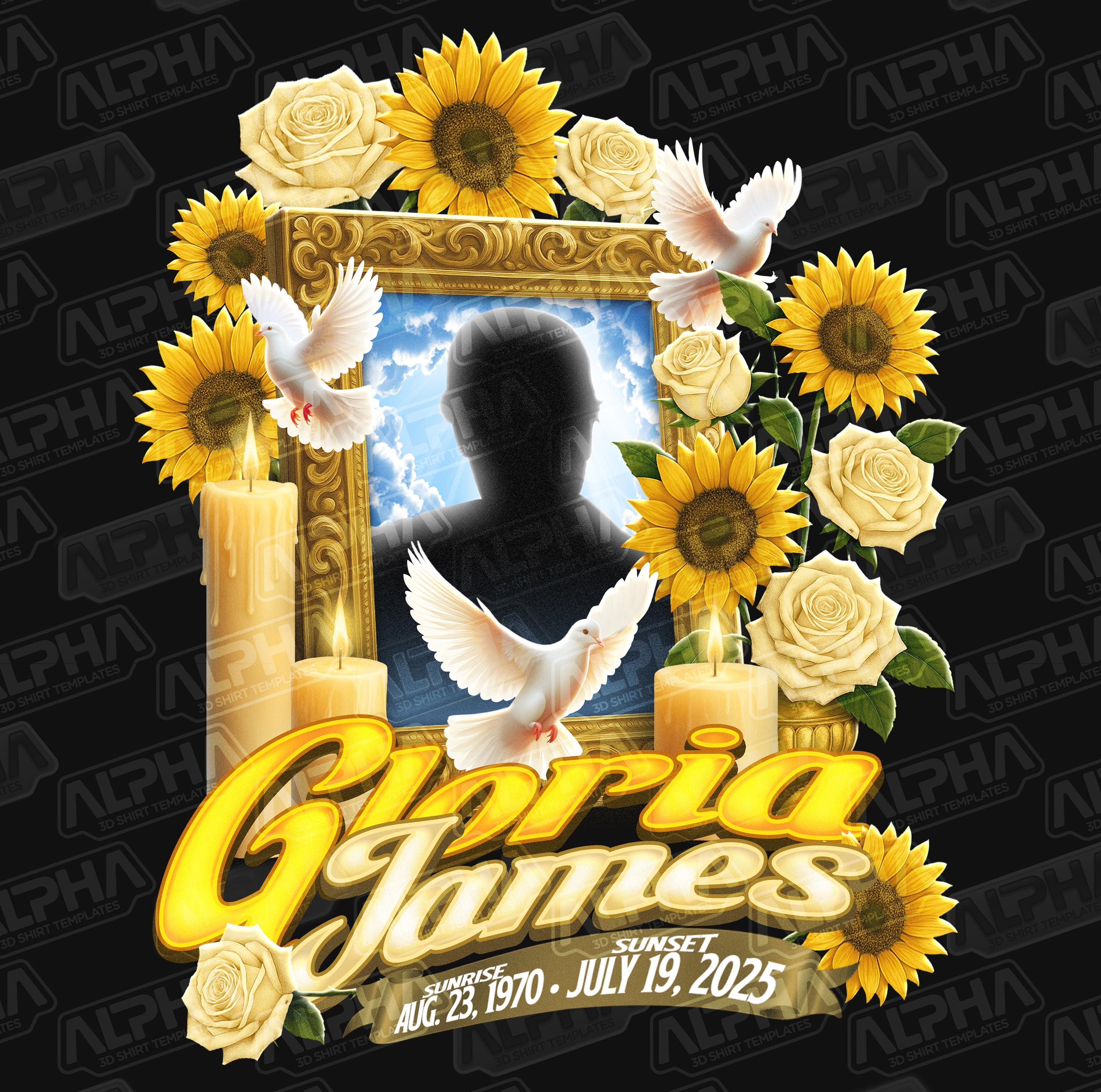 Rest in Peace Template PSD RIP Memorial Shirt DTG Center Print Editable