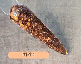 Mocha Brown Glitter Nail Dip Powder: Shimmering Acrylic