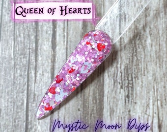 Queen of Hearts Acrylic Dip Powder: Pink Glitter Nail Color