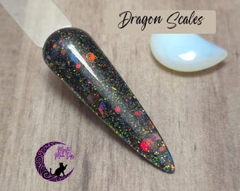 Dragon Scales - Dip Powder, Dip Powder for nails, Acrylic, Dark green glitter