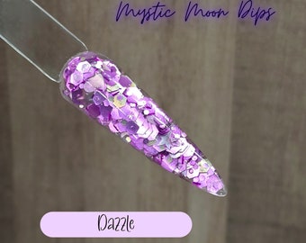Dazzle - Dip Powder, Dip Powder for nails, Acrylic, purple, silver chunky glitter