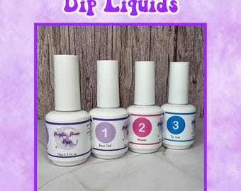 Dip Powder Liquid Set: Base, Activator, Top Coat (15ml)
