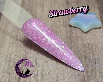 Strawberry Glitter Acrylic Dip Powder: Pinkish-Purple Nail Color