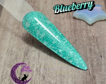 Blueberry - Dip Powder, Dip Powder for nails, Acrylic, Pastel Blue-Green Glitter