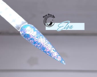 Elsa Chunky Glitter Acrylic Nail Dip Powder: Shimmering Blue & Pink