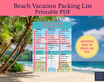 Paklijst voorjaarsvakantie | Paklijst voor strandvakanties voor meisjes en vrouwen | Lijst met strandvakanties | Strandvakantie checklist