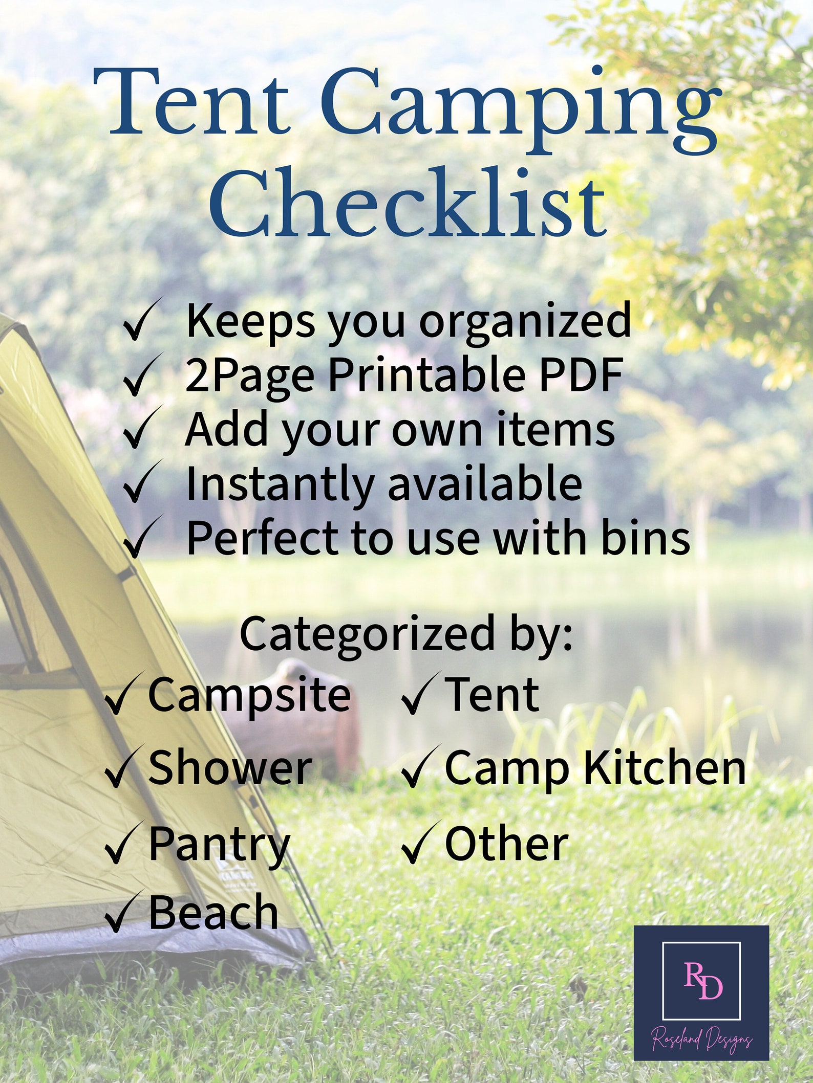 Tent Camping Checklist Printable | Camping Packing List | Glamping ...