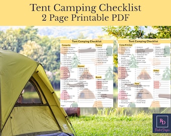 Tent Camping Checklist Printable | Camping Packing List | Glamping Checklist | Camping Supplies