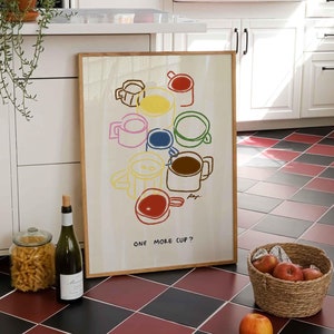 Retro Coffee Print: Colorful Kitchen Wall Art, Cafe Bar Decor, Coffee Lover Gift