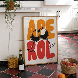 Wydruk Aperol, plakat z winem, dekoracja baru, oryginalna sztuka, nowoczesny wydruk sztuki ściennej do kuchni, modna sztuka ścienna do jadalni, prezent do kuchni