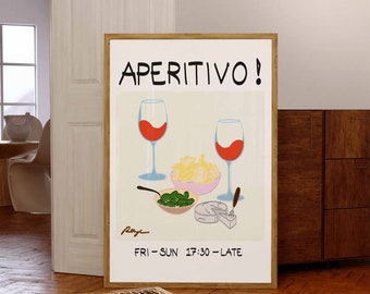 Aperol Spritz Vintage Poster: Italian Aperitivo Bar Cart Decor