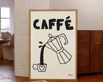 Handdrawn Coffee Art Print: Vintage Espresso Poster