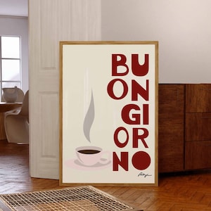 Buongiorno Coffee Wall Art Vintage Coffee Poster Retro Coffee Bar Decor Espresso Poster Print Modern Kitchen Wall Art Coffee Lover Gift
