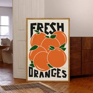Sinaasappelposter vintage voedselposter voedselafdruk esthetische poster barwagen decor fruitposter vintage Italiaanse poster foodie cadeau nieuw huis cadeau