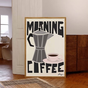 Morning Coffee Wall Art Vintage Coffee Poster Retro Coffee Bar Decor Unique Espresso Poster Print Modern Kitchen Wall Art Coffee Lover Gift
