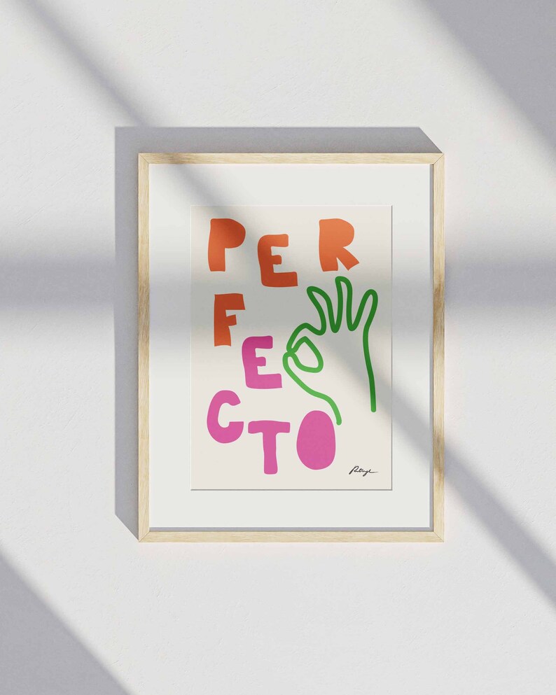 Perfecto Print: Colourful OK Poster, Italian Quote Wall Art, Dopamine ...