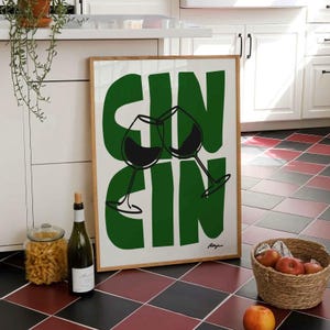 Cin Cin Stampa Poster Vintage Vino Poster Retro Cocktail Poster Bar Carrello Decor Pop Art Poster Poster Alcolici Regalo Per Gli Amanti Del Vino Regalo Di Inaugurazione Della Casa